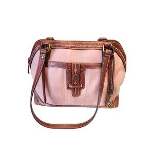 boc Pink & Brown Faux Leather Shoulder Bag Purse, 14"x11"x4"